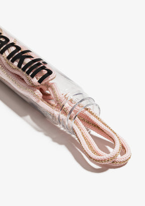 Pink / Gold Metal Tip Shoelaces