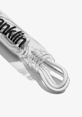 White / Silver Metal Tip Shoelaces