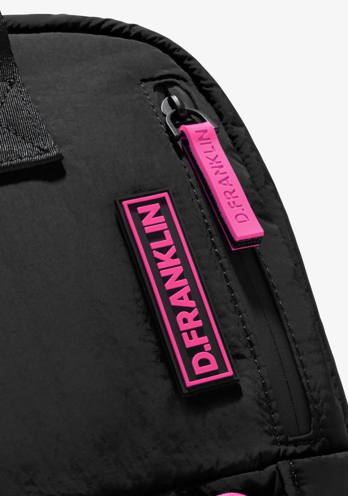 Multi-Pocket Nylon Backpack Black + Custom Set Fuchsia