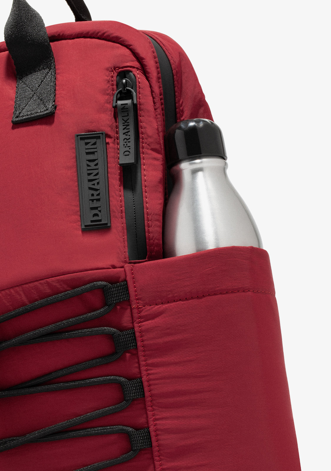 Multi-Pocket Nylon Backpack Red