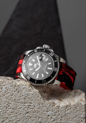 Scuba Diving Red Camo Steel Black