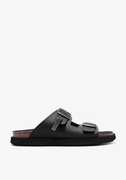 Black sandal for men with a strap