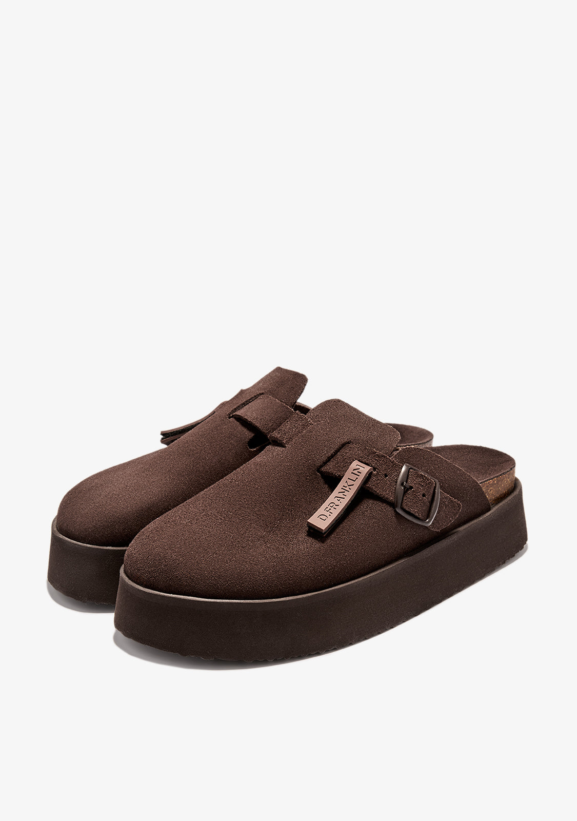 Vibe Sandals Clog Platform Suede Chocolate