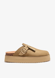 Vibe Sandals Clog Platform Suede Sand