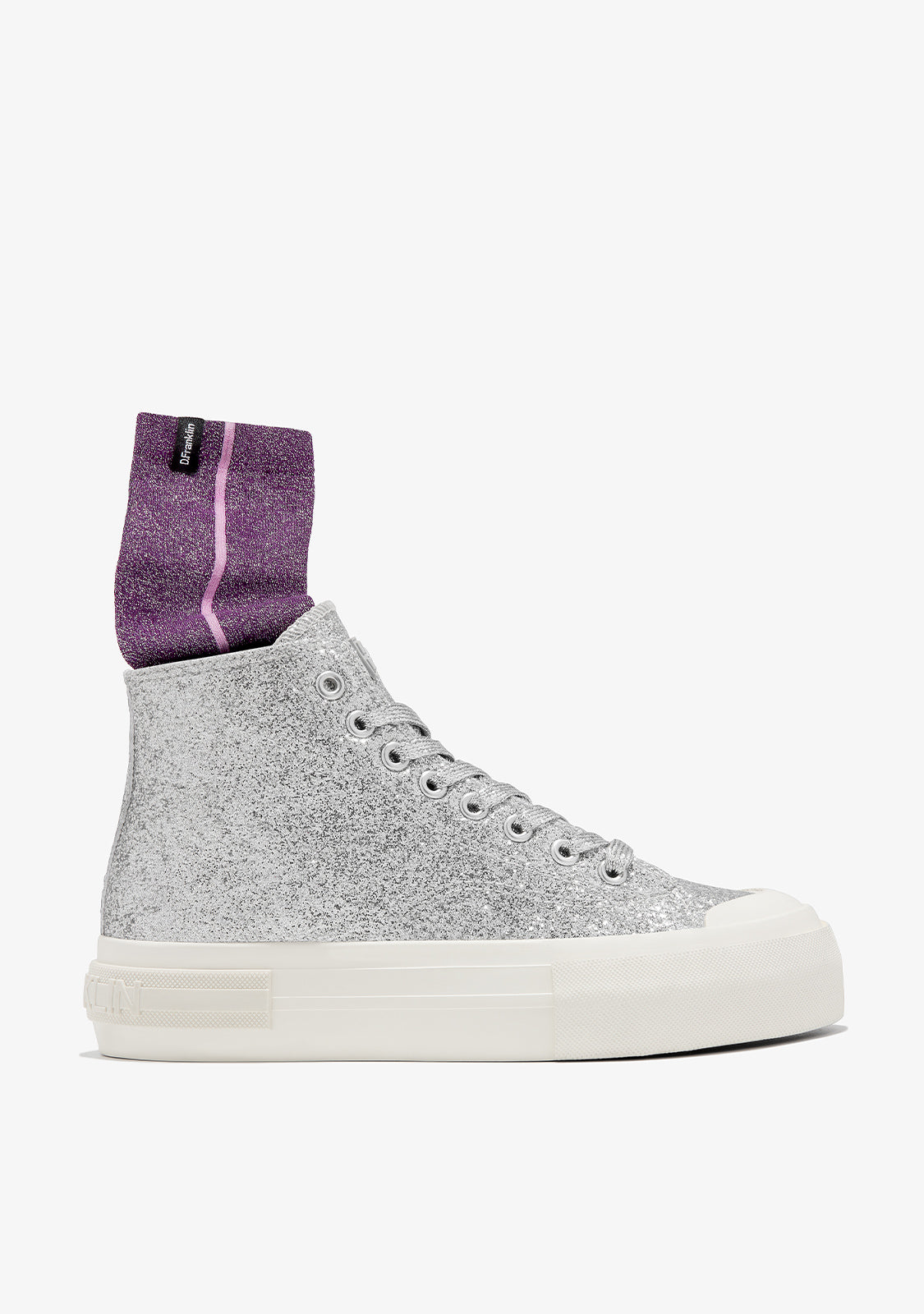 One Way High Glitter Silver + Geschenk Socken