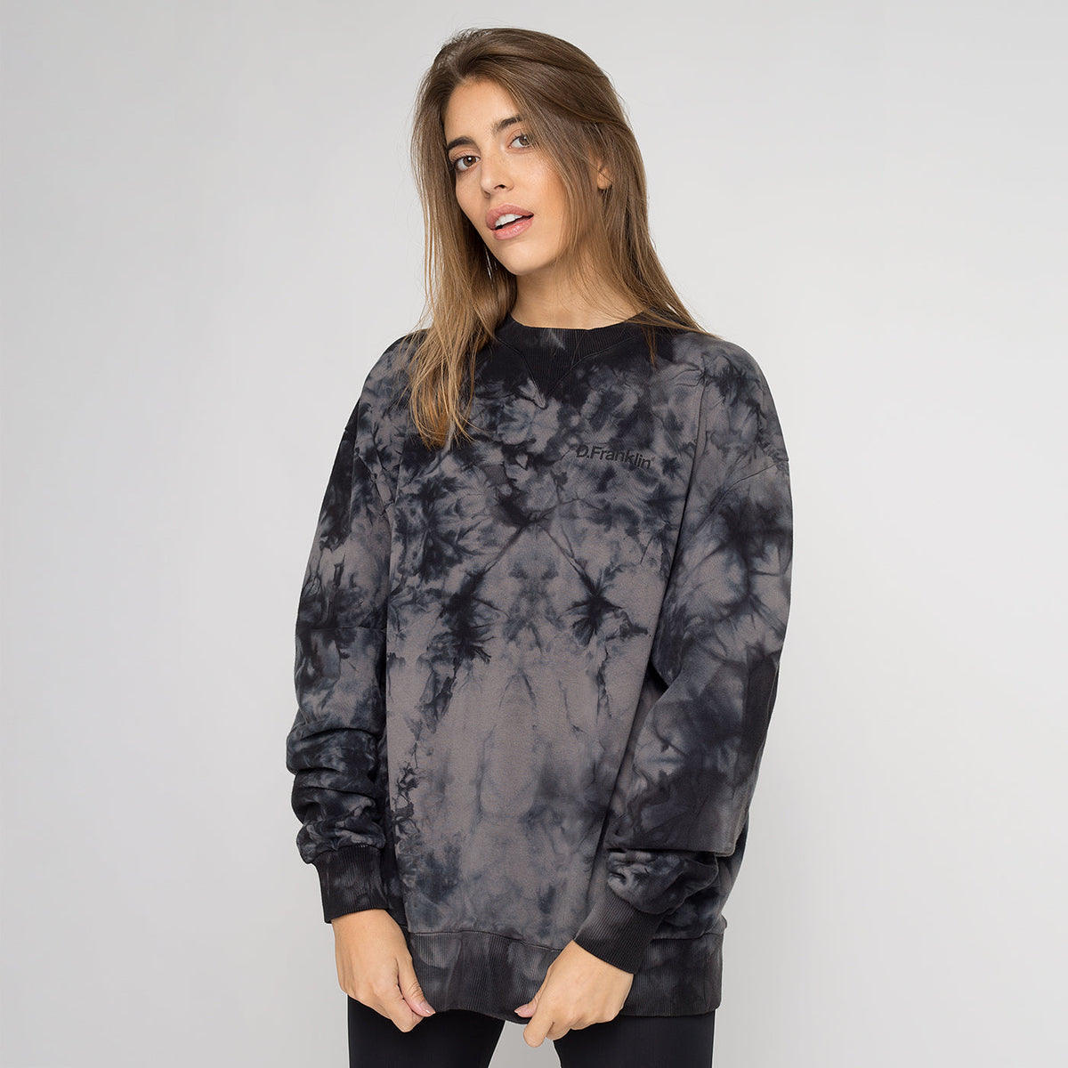 Sweatshirt Oversized Basic Tie Dye Black