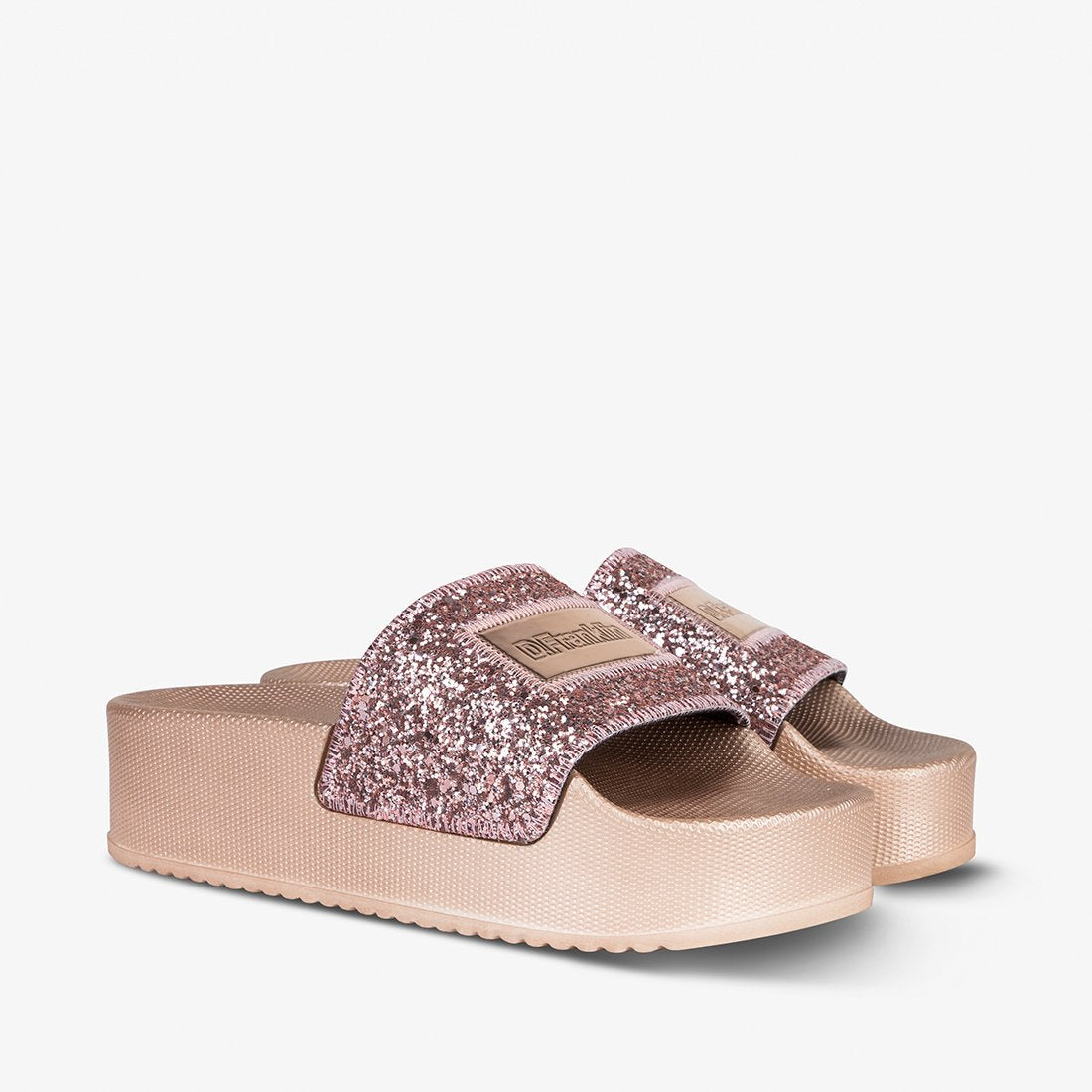 Glitter Platform Slide Coral